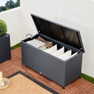 Polyrattan-Aufbewahrungsbox RICCO, 122x56x61 cm, schwarz